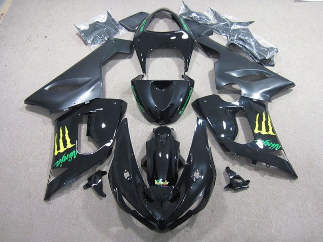 2005-2006 Black Green Ninja Kawasaki ZX6R Motorcycle Fairing Kits for Sale 2005-2006 Black Green Ninja Kawasaki ZX6R Motorcycle Fairing Kits for Sale