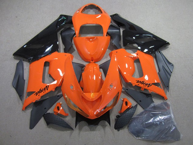 2005-2006 Orange Black Ninja Kawasaki ZX6R Bike Fairing for Sale