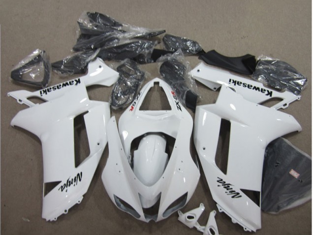 2007-2008 White Kawasaki ZX6R Bike Fairings for Sale