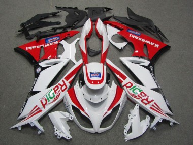 2009-2012 White Red Rapid Kawasaki ZX6R Motorcycle Fairing for Sale