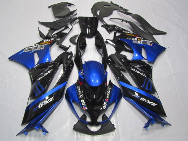 2009-2012 Black Blue Monster Kawasaki ZX6R Motorcycle Fairing Kit for Sale 2009-2012 Black Blue Monster Kawasaki ZX6R Motorcycle Fairing Kit for Sale