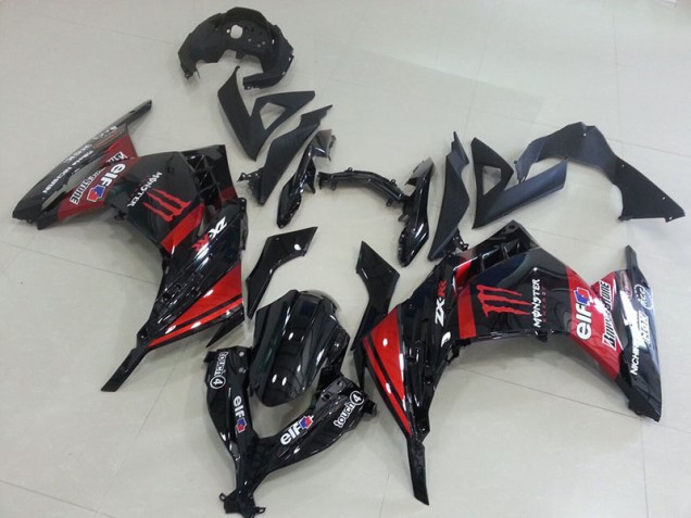 2013-2016 Black Red Monster Kawasaki ZX300R Motorcylce Fairings for Sale