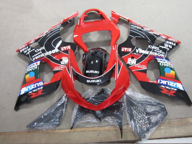 2000-2002 Red Black Denso Suzuki GSXR1000 Motorcyle Fairings for Sale 2000-2002 Red Black Denso Suzuki GSXR1000 Motorcyle Fairings for Sale