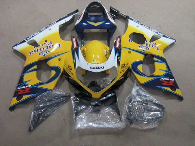 2000-2002 Yellow Blue Corona Extra Suzuki GSXR1000 Motorcycle Fairings Kit for Sale