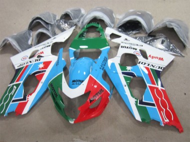 2001-2003 Blue Green White Motul Suzuki GSXR600 Motorcycle Bodywork for Sale