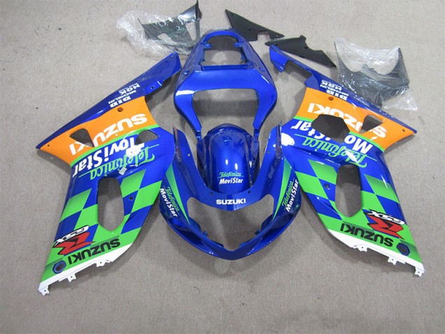 2001-2003 Blue Green Telefumia Movistar Suzuki GSXR600 Motorcycle Bodywork for Sale 2001-2003 Blue Green Telefumia Movistar Suzuki GSXR600 Motorcycle Bodywork for Sale