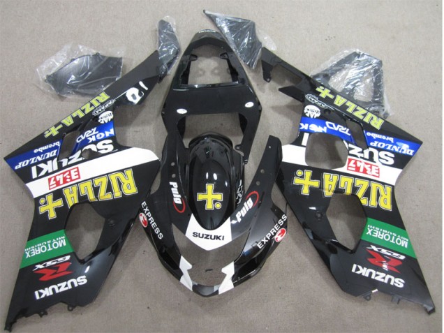 2004-2005 Black Yellow Rizla Suzuki GSXR600 Moto Fairings for Sale