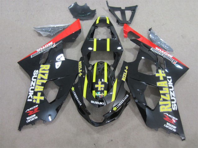2004-2005 Black Yellow Rizla Suzuki GSXR600 Motorcycle Fairings Kit for Sale 2004-2005 Black Yellow Rizla Suzuki GSXR600 Motorcycle Fairings Kit for Sale