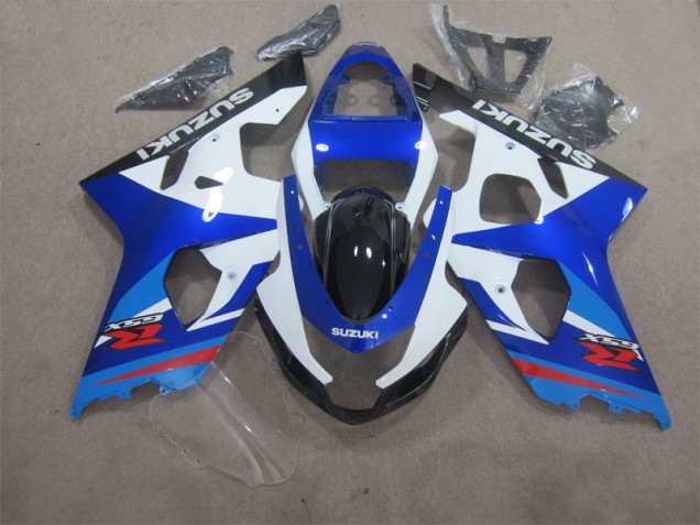 2004-2005 Blue White Suzuki GSXR600 Motorcycle Fairings Kits for Sale 2004-2005 Blue White Suzuki GSXR600 Motorcycle Fairings Kits for Sale