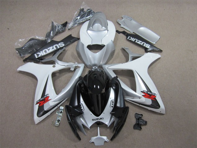 2006-2007 Black White Suzuki GSXR600 Motorcycle Fairing Kit for Sale 2006-2007 Black White Suzuki GSXR600 Motorcycle Fairing Kit for Sale