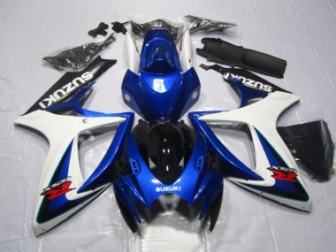 2006-2007 Blue White Suzuki GSXR600 Motorcycle Fairings Kits for Sale