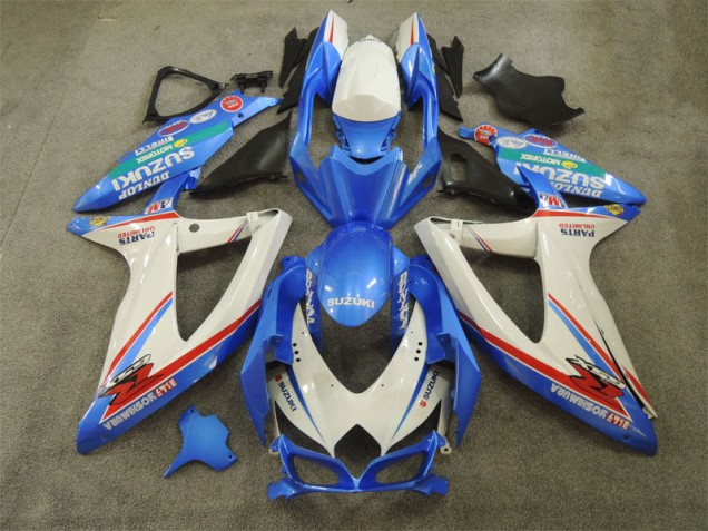 2008-2010 Blue White with Decals Suzuki GSXR600 Bike Fairing Kit for Sale