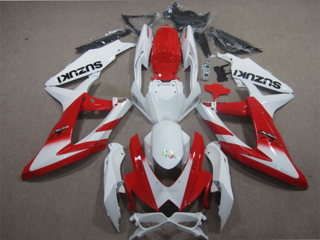 2008-2010 White Red Suzuki GSXR600 Motorcyle Fairings for Sale