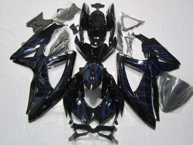 2008-2010 Black Blue Flame Suzuki GSXR600 Bike Fairing for Sale