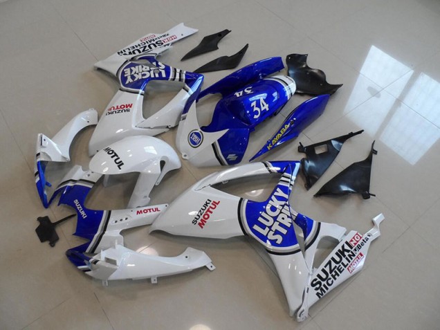 2006-2007 Blue White Lucky Strike Motul 34 Suzuki GSXR750 Motorcycle Fairing Kit for Sale 2006-2007 Blue White Lucky Strike Motul 34 Suzuki GSXR750 Motorcycle Fairing Kit for Sale