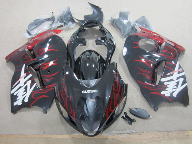 1996-2007 Black Red Flame Suzuki GSXR1300 Hayabusa Motorcylce Fairings for Sale