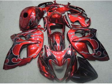 1996-2007 Red with Black Flame Suzuki GSXR1300 Hayabusa Motorcycle Fairings Kits for Sale