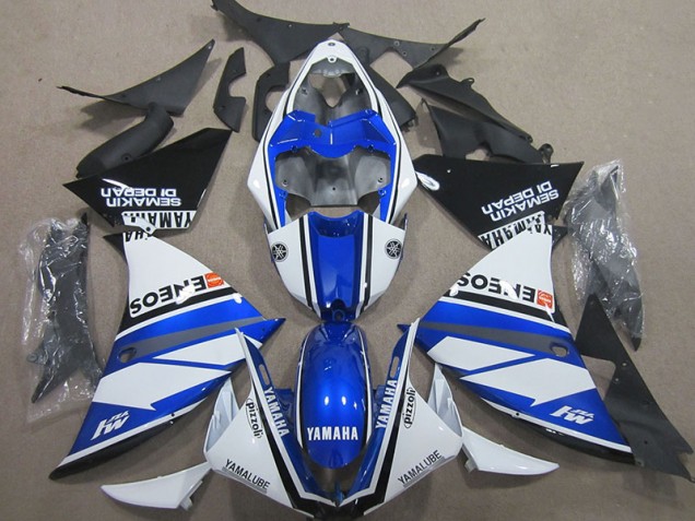 2000-2001 Blue White Blue White ENEOS Yamaha YZF R1 Motorcycle Fairing Kits for Sale