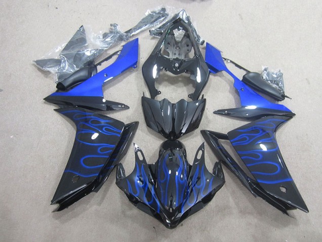 2007-2008 Black Blue Flame Yamaha YZF R1 Motorcycle Fairing for Sale