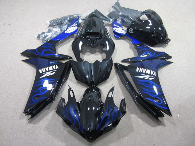 2007-2008 Black with Blue Flame Yamaha YZF R1 Motorcycle Fairing Kit for Sale