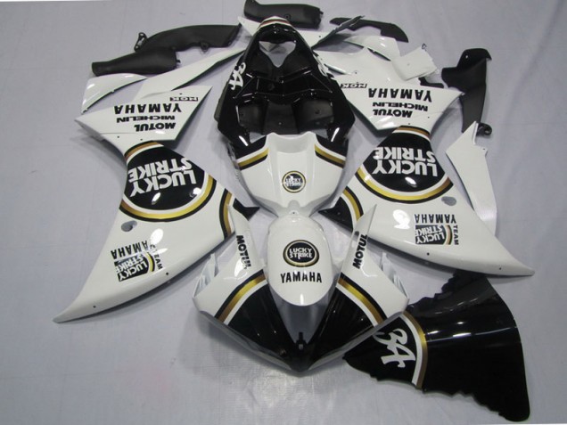 2009-2011 Black White Lucky Strike Yamaha YZF R1 Motorcycle Fairings Kits for Sale