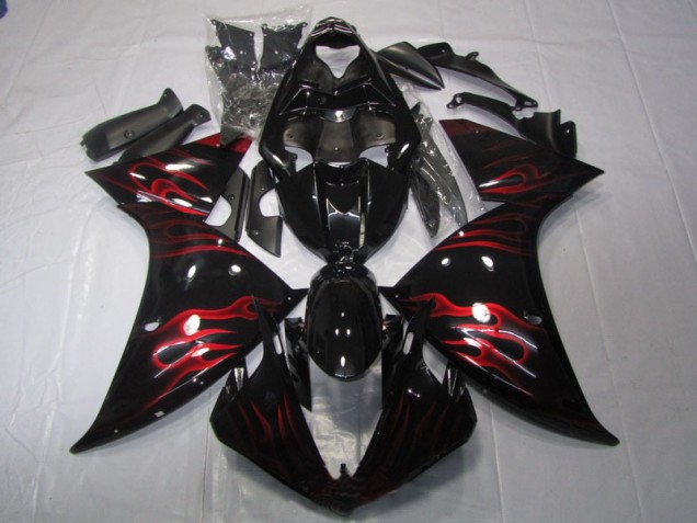 2009-2011 Black Red Flame Yamaha YZF R1 Motor Fairings for Sale 2009-2011 Black Red Flame Yamaha YZF R1 Motor Fairings for Sale