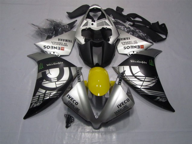 2012-2014 Black Silver Iveco Yamalube Monster Yamaha YZF R1 Motor Bike Fairings for Sale 2012-2014 Black Silver Iveco Yamalube Monster Yamaha YZF R1 Motor Bike Fairings for Sale