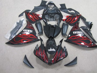 2012-2014 Black Red Flame Yamaha YZF R1 Motor Fairings for Sale