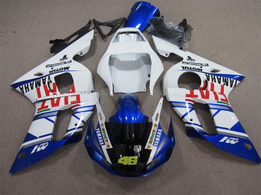1998-2002 White Blue Fiat 46 Yamaha YZF R6 Motorcycle Fairings Kits for Sale
