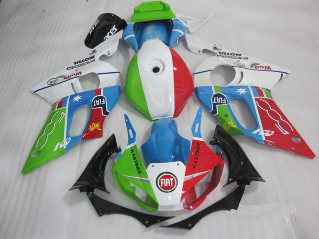1998-2002 Blue Red Fiat Kastinee Yamaha YZF R6 Motorcycle Fairings Kit for Sale