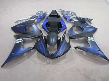 2003-2005 Black Blue Flame Yamaha YZF R6 Moto Fairings for Sale