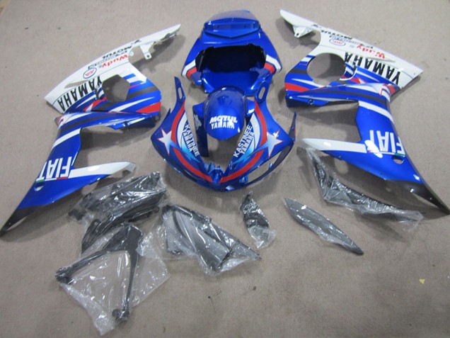 2003-2005 Blue White Motul Fiat Yamaha YZF R6 Motorcylce Fairings for Sale 2003-2005 Blue White Motul Fiat Yamaha YZF R6 Motorcylce Fairings for Sale