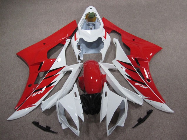 2006-2007 Red White Yamaha YZF R6 Motorcycle Replacement Fairings for Sale 2006-2007 Red White Yamaha YZF R6 Motorcycle Replacement Fairings for Sale