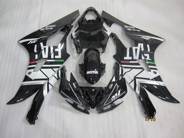 2006-2007 Black White Motul Fiat Yamaha YZF R6 Motorcycle Fairings for Sale 2006-2007 Black White Motul Fiat Yamaha YZF R6 Motorcycle Fairings for Sale