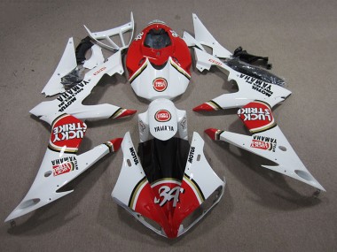 2008-2016 Red White Lucky Strike Yamaha YZF R6 Replacement Motorcycle Fairings for Sale